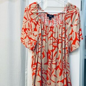 AGB Orange & Beige Leaf Pattern Top